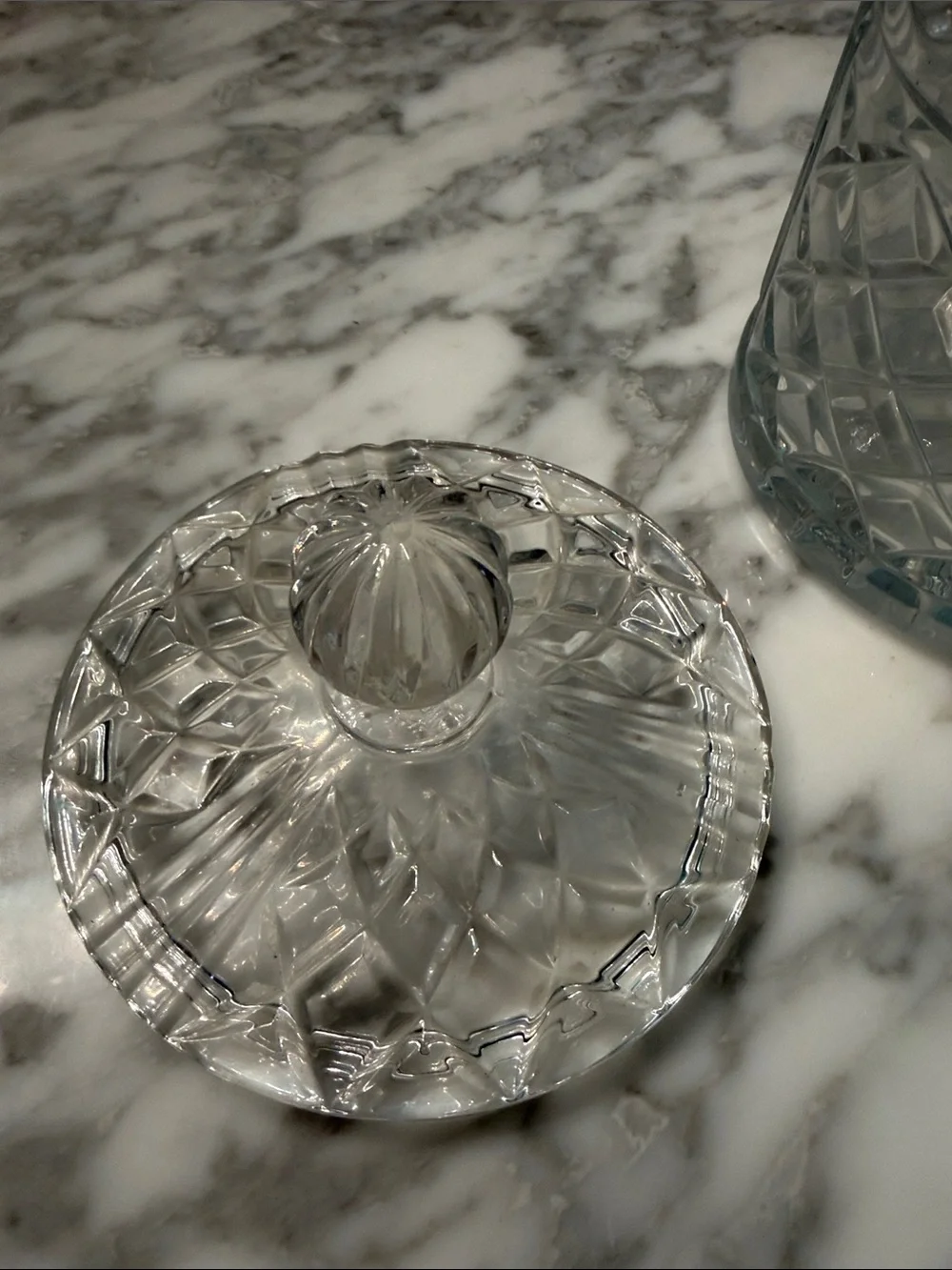 Crystal Cut Glass Lidded Jar - Clear